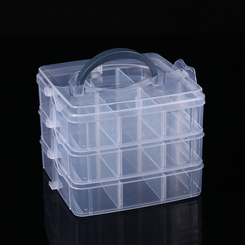 (150x125mm) Aufbewahrungs Box 18-facher Organizer für Schmuck / Mercerie / Büro   Bastelzubehör - Transparent