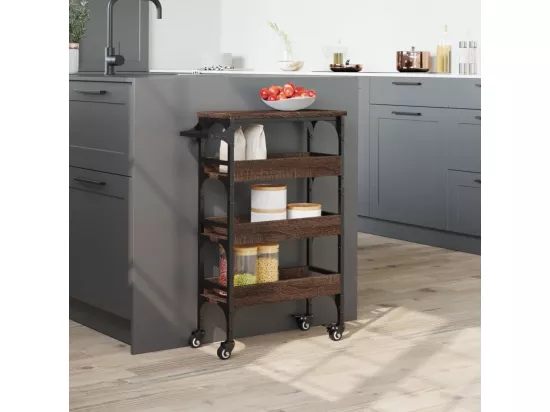 Chariot de cuisine chêne marron 53x20x76 cm bois d'ingénierie
