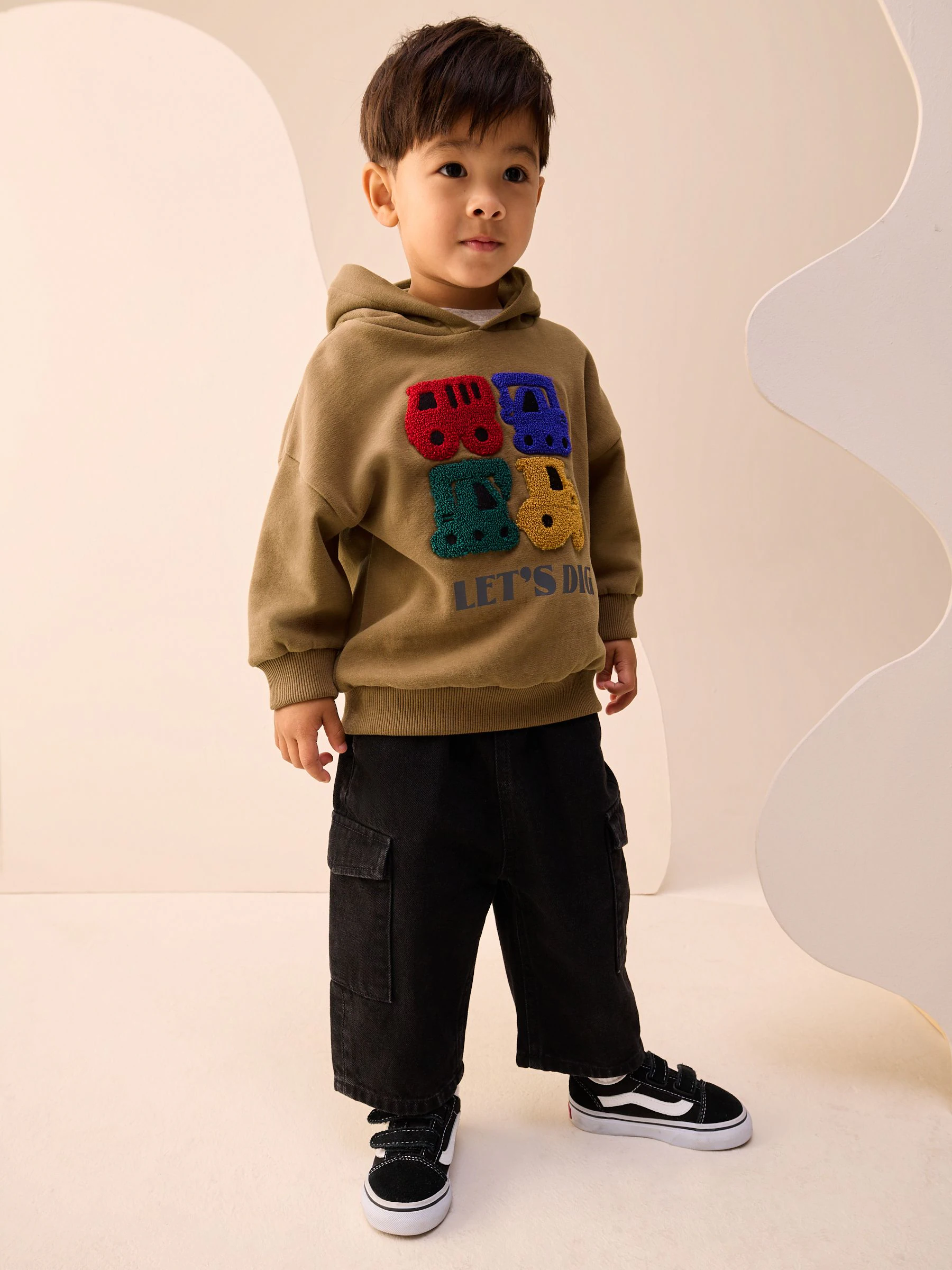 Roestbruin - Hoodie met lange mouwen en print (3mnd-7jr)