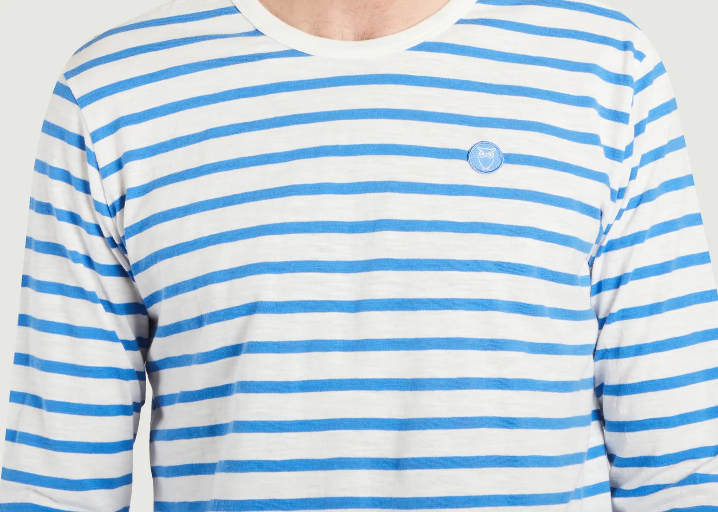 T-shirt manches longues rayé siglé en coton bio KCA