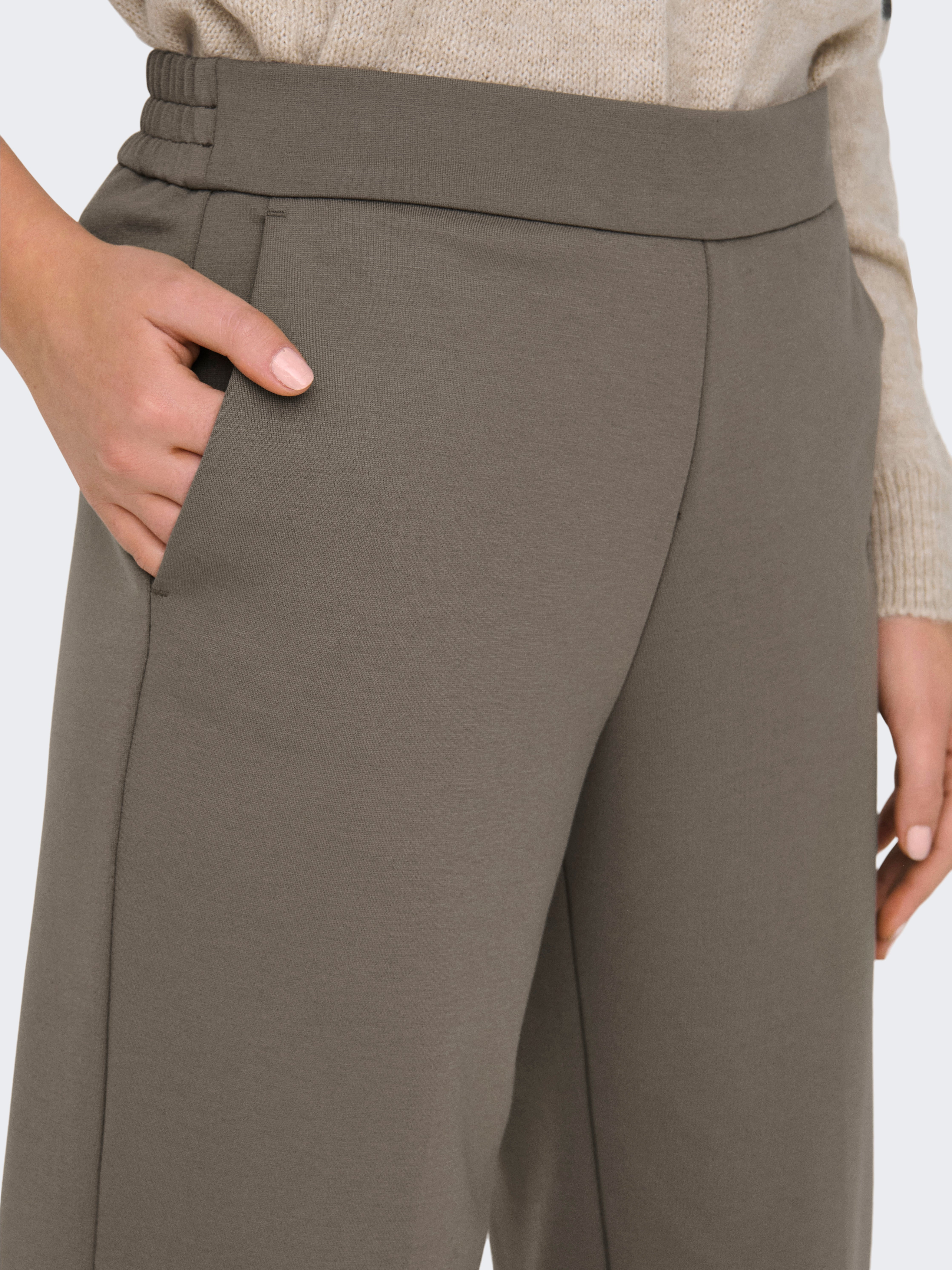 ONLPEACH Mittlere Taille Gerade geschnitten Gestrickte Hose Walnut