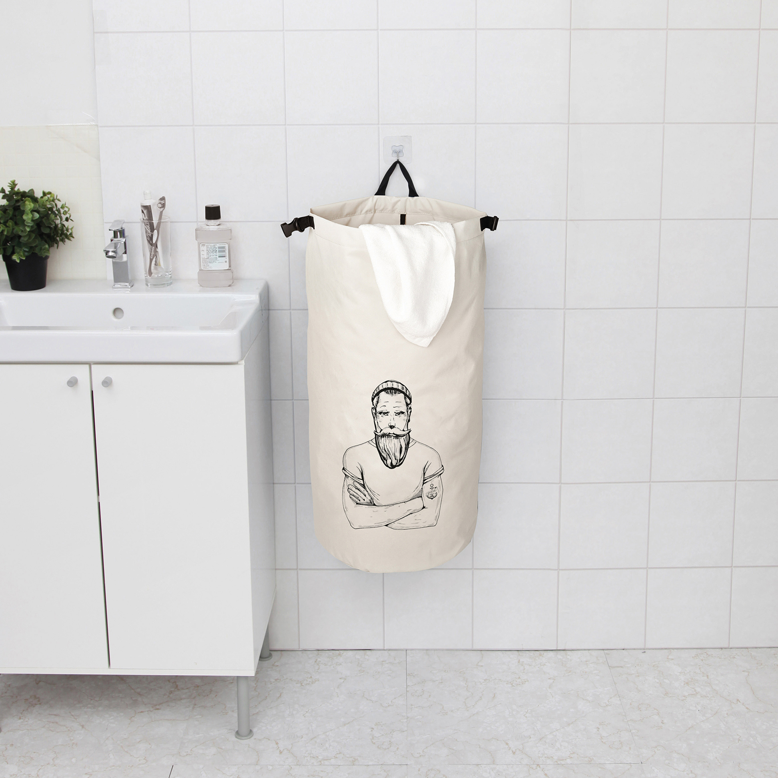Wäschesammler - taupe - 33x70 cm