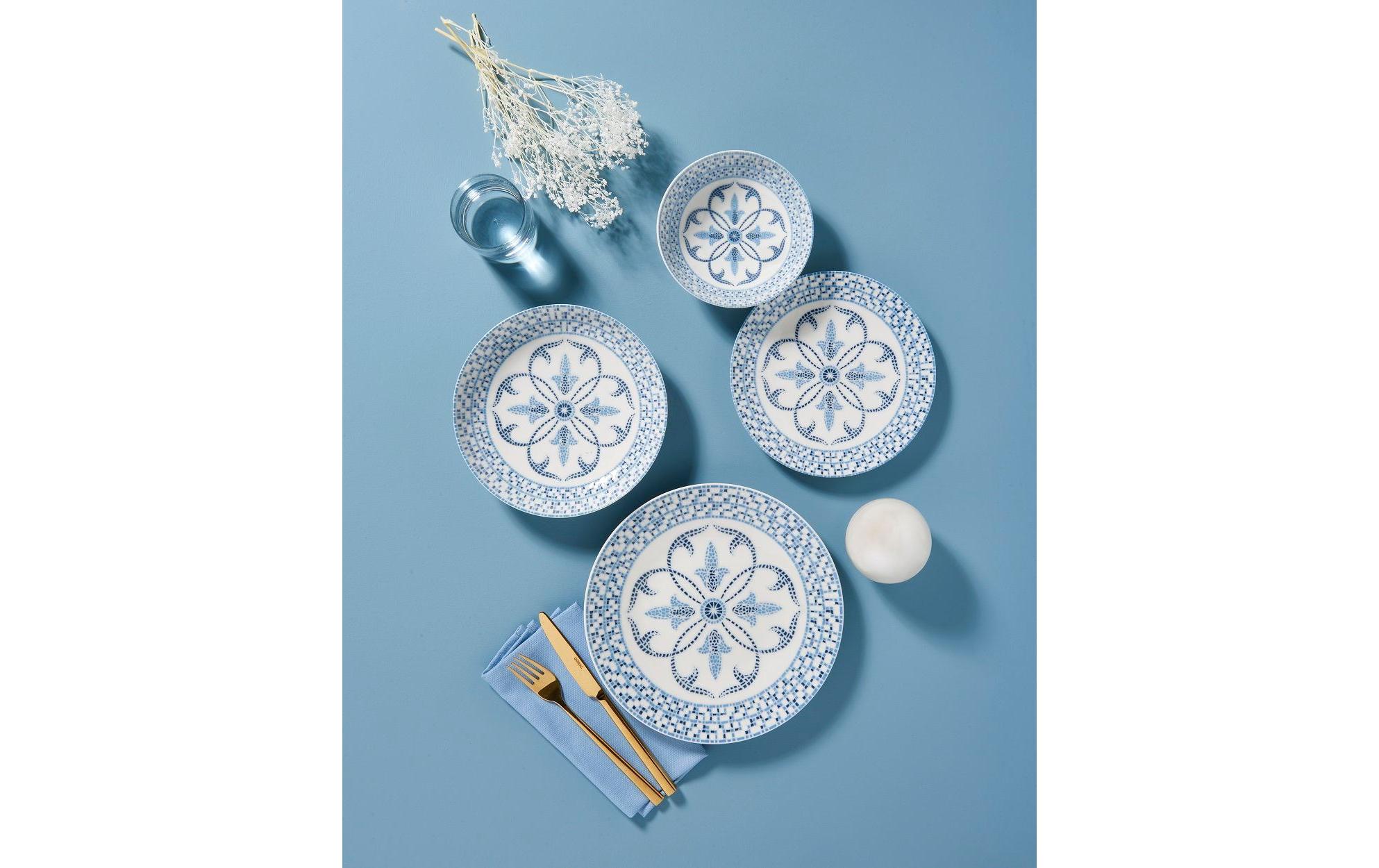 Geschirr-Set Blau/Weiss<br>Tafelservice (24 Stück)