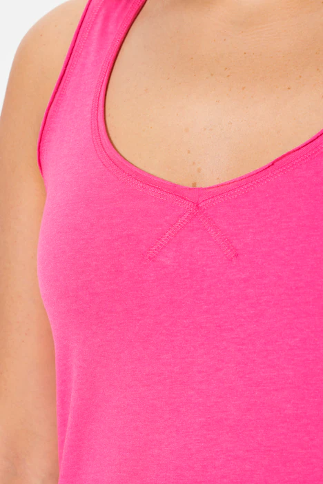 Top, Modalmix, Herzausschnitt, ärmellos, pink