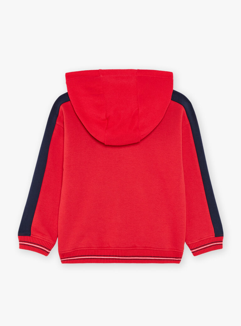 Sweat à capuche bicolore rouge et bleu marine