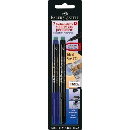 Faber-Castell Marker Multimark permanent, S, blau, schwarz