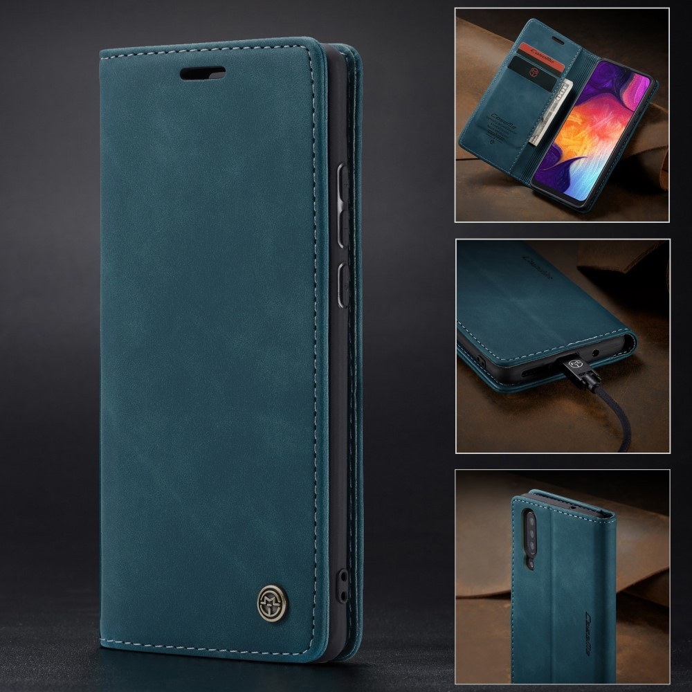 Samsung Galaxy A50 / A30s Leder Tasche Flip Wallet Etui mit Kartenfächern - Grün