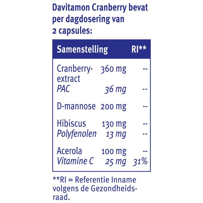 Davitamon Cranberry met Hibiscus en Vitamine C 30 Capsules