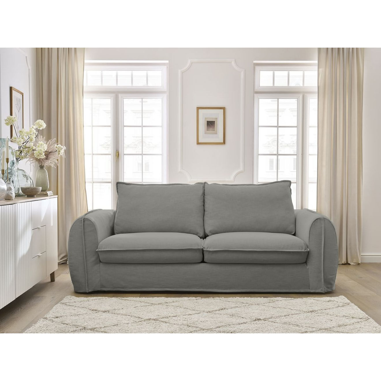 Bobochic Canapé droit convertible express 3 places Archimède 160 gris foncé - 236x106x93 cm