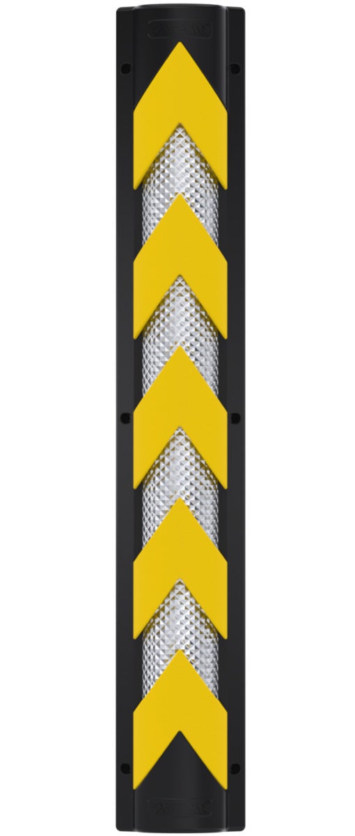 UV-beschermende hoekwandbeschermer 900mm hoog van reflecterend kunststof inclusief bevestigingsmateriaal / zwart/wit