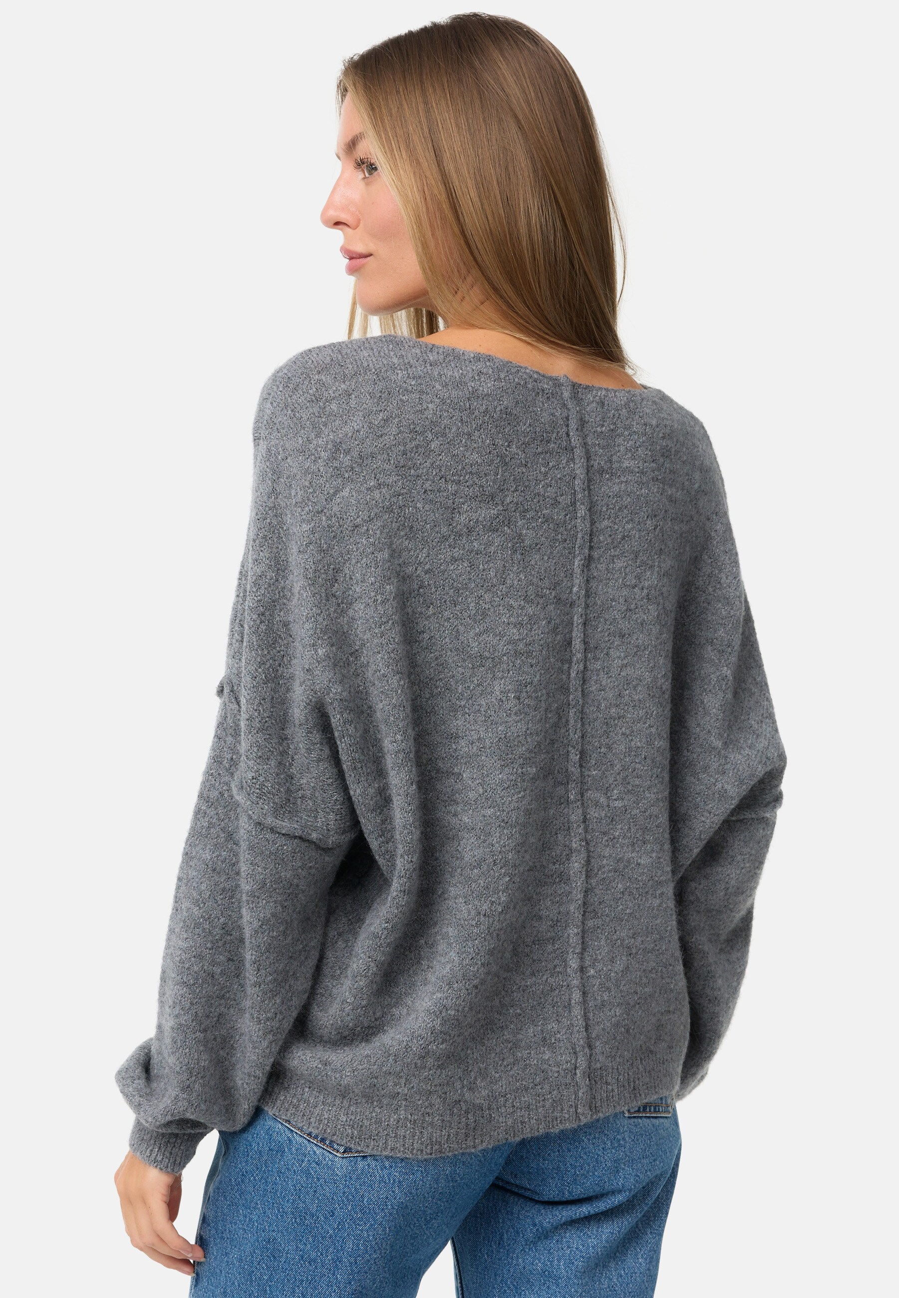 PM SELECTED Damen Modischer U-Boot Ausschnitt Strickpullover in Einheitsgröße PM04