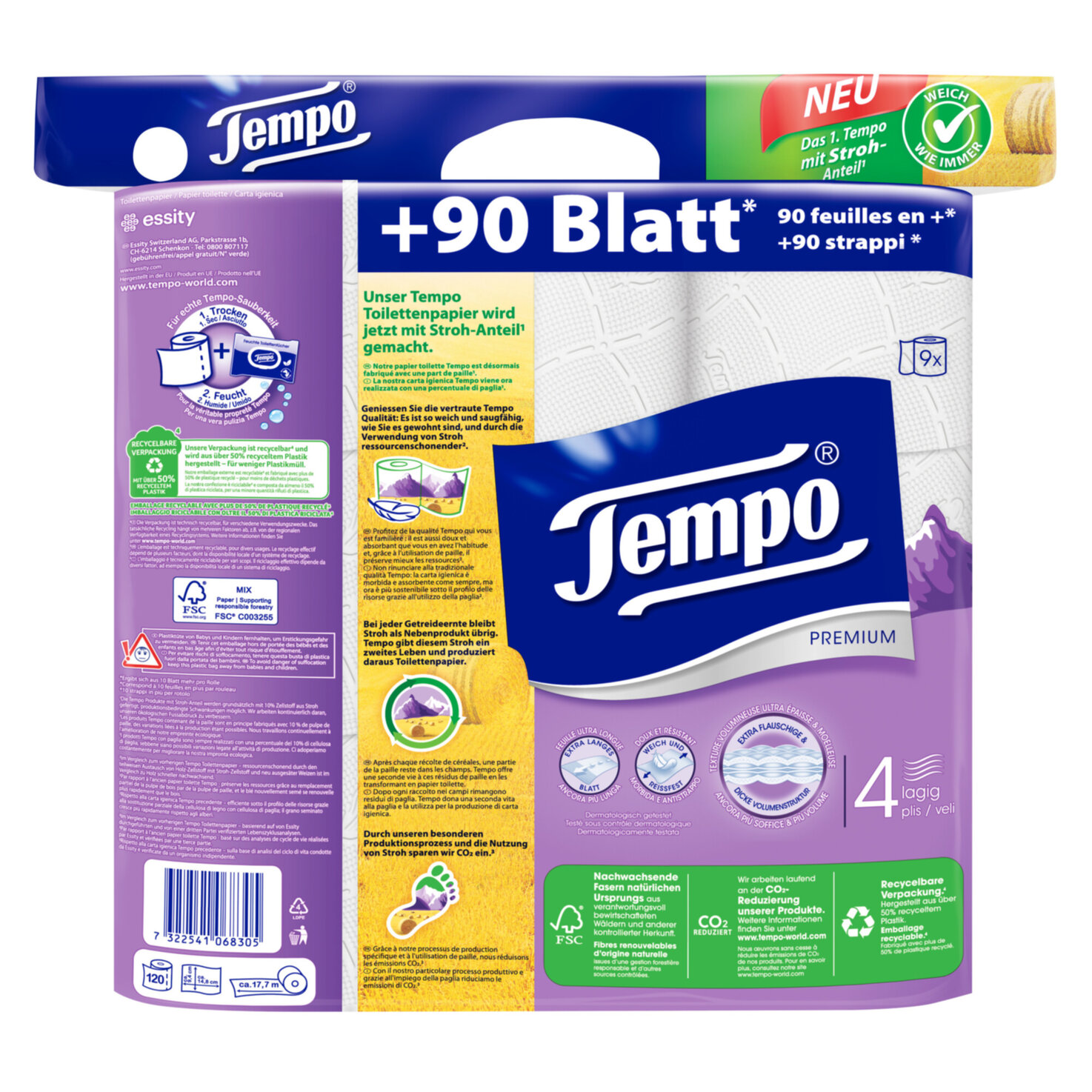 Tempo Toilettenpapier Premium 4-lagig 9x120 Blatt