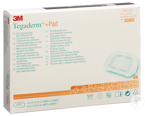 3M Tegaderm+Pad Pansement Transparent Stérile 9x10cm Pièces 25 (3586)