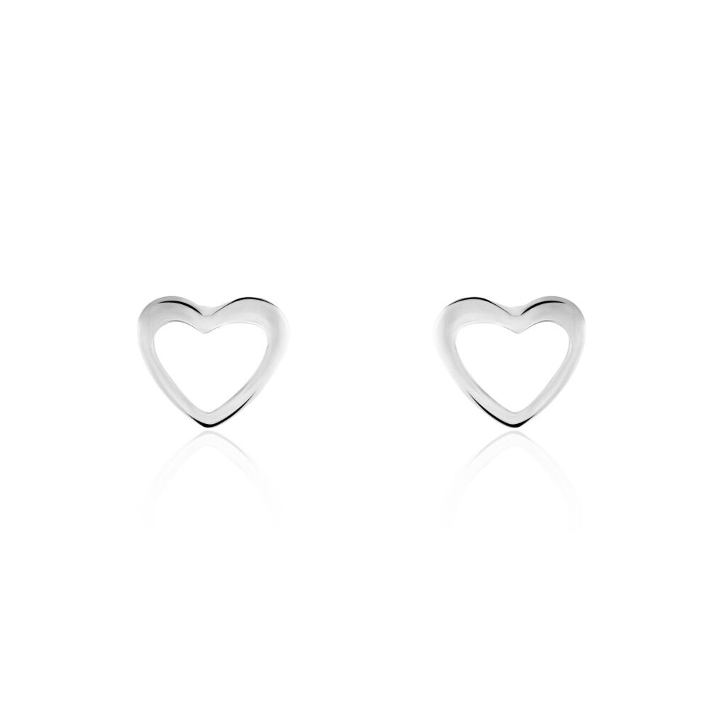 Boucles D'oreilles Puces Anne-maudae Coeurs Or Blanc