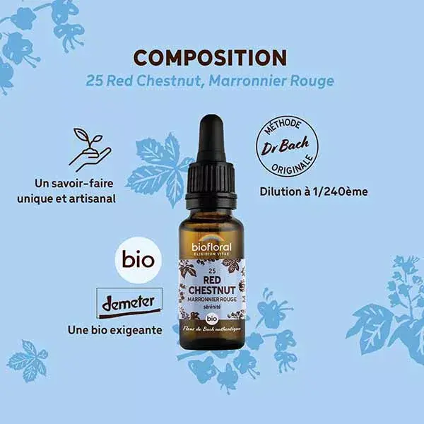 Florais de Bach Biofloral 25 Castanha Vermelha Orgânica 20 ml