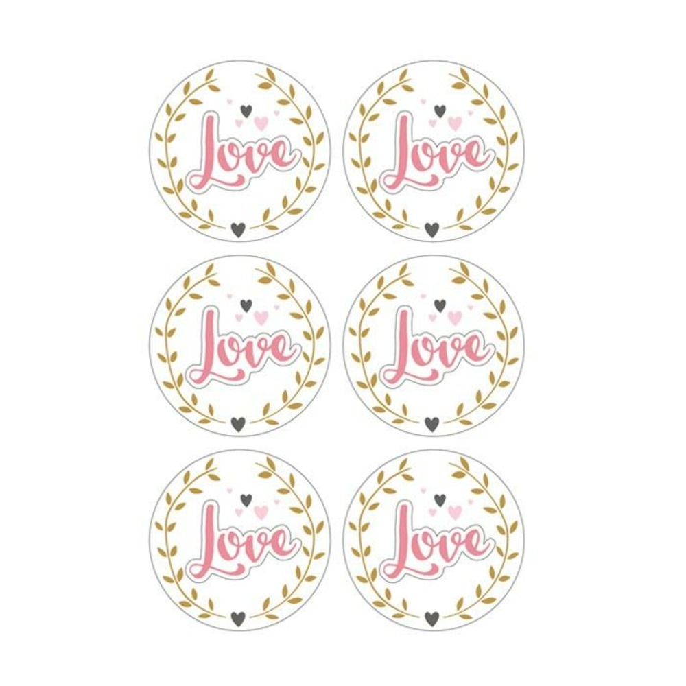 Autocollants 3d ø 4 cm - love sur fond blanc