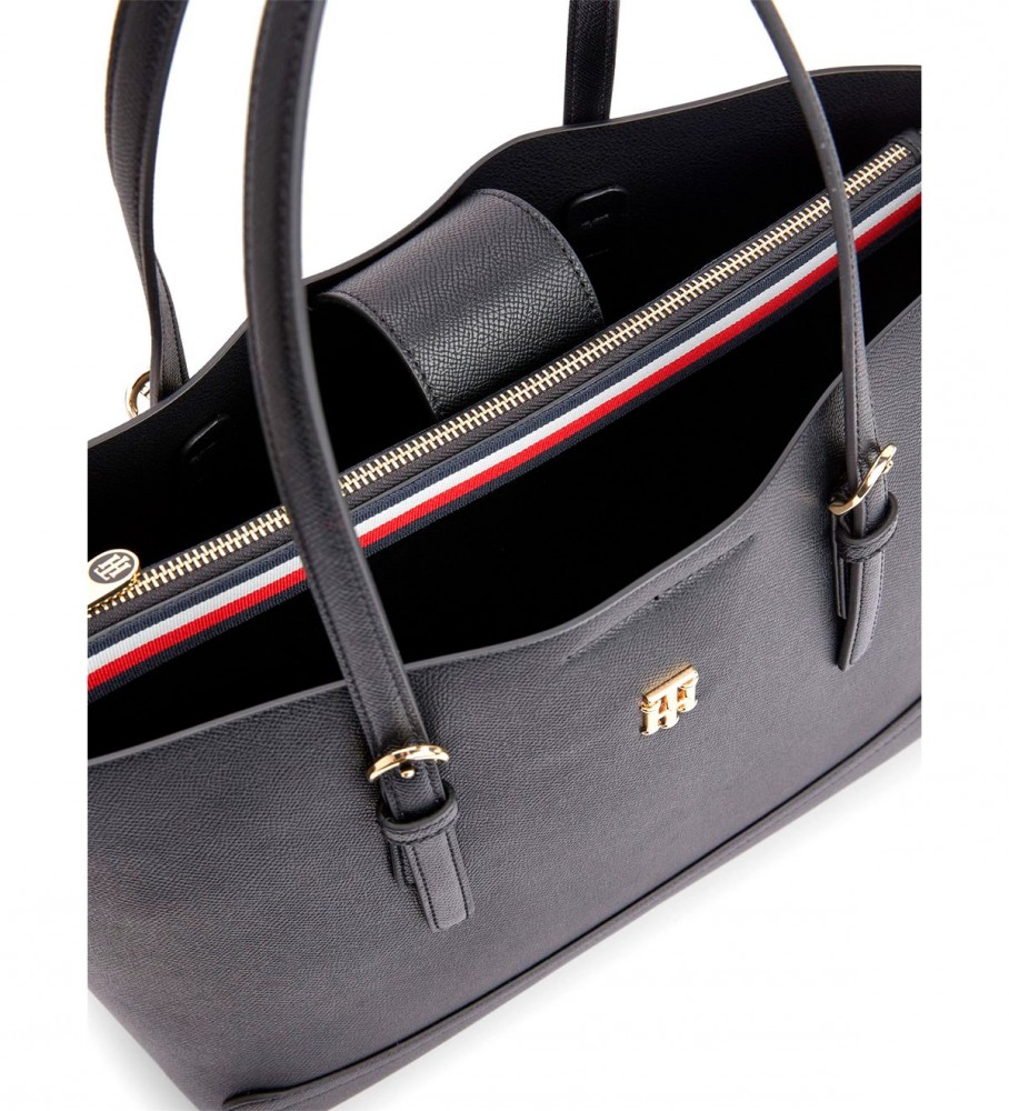 Bolsa tote média Tommy Hilfiger Timeless, preta.