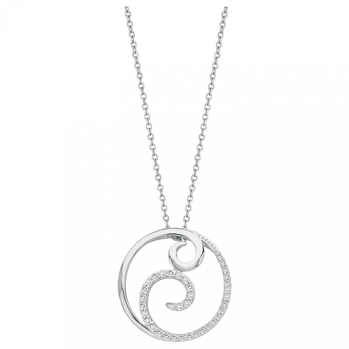 Collier mono-motif en Argent avec oxyde de zirconium blanc