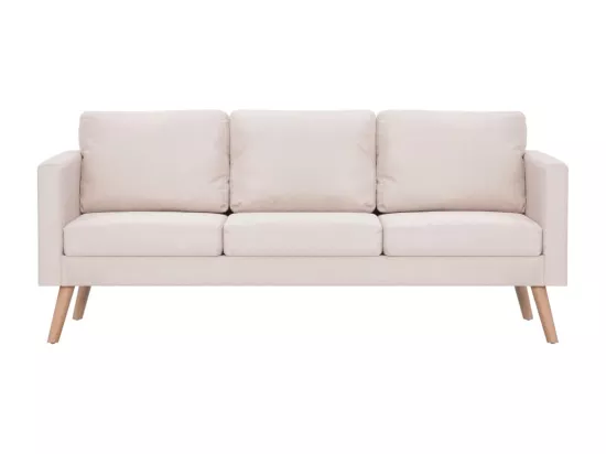 Ensemble de canapé 2 pièces Tissu Crème