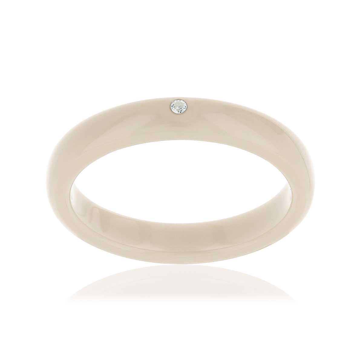 Bague résine beige zirconia