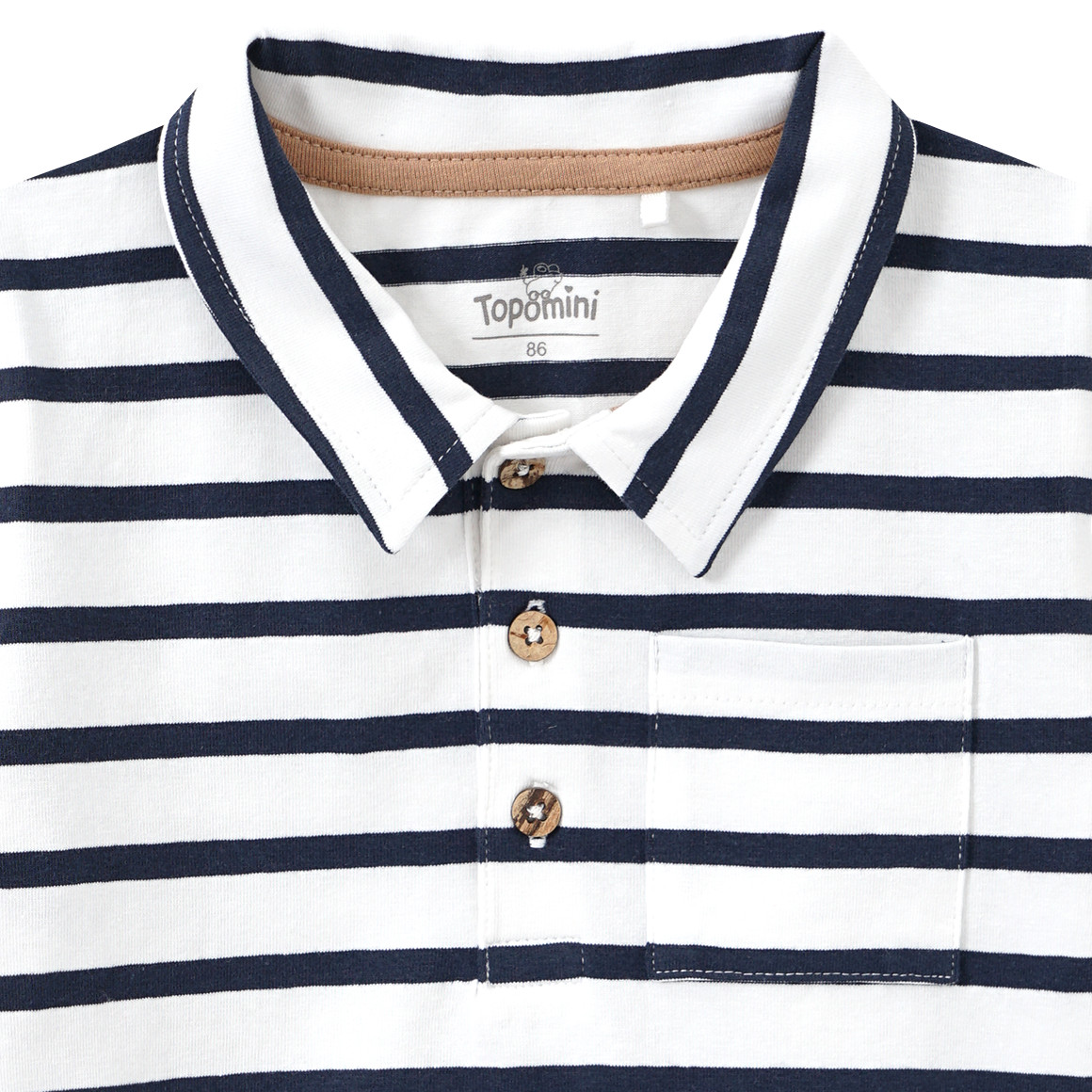 Topomini Baby Poloshirt mit Bio-Baumwolle weiss / dunkelblau