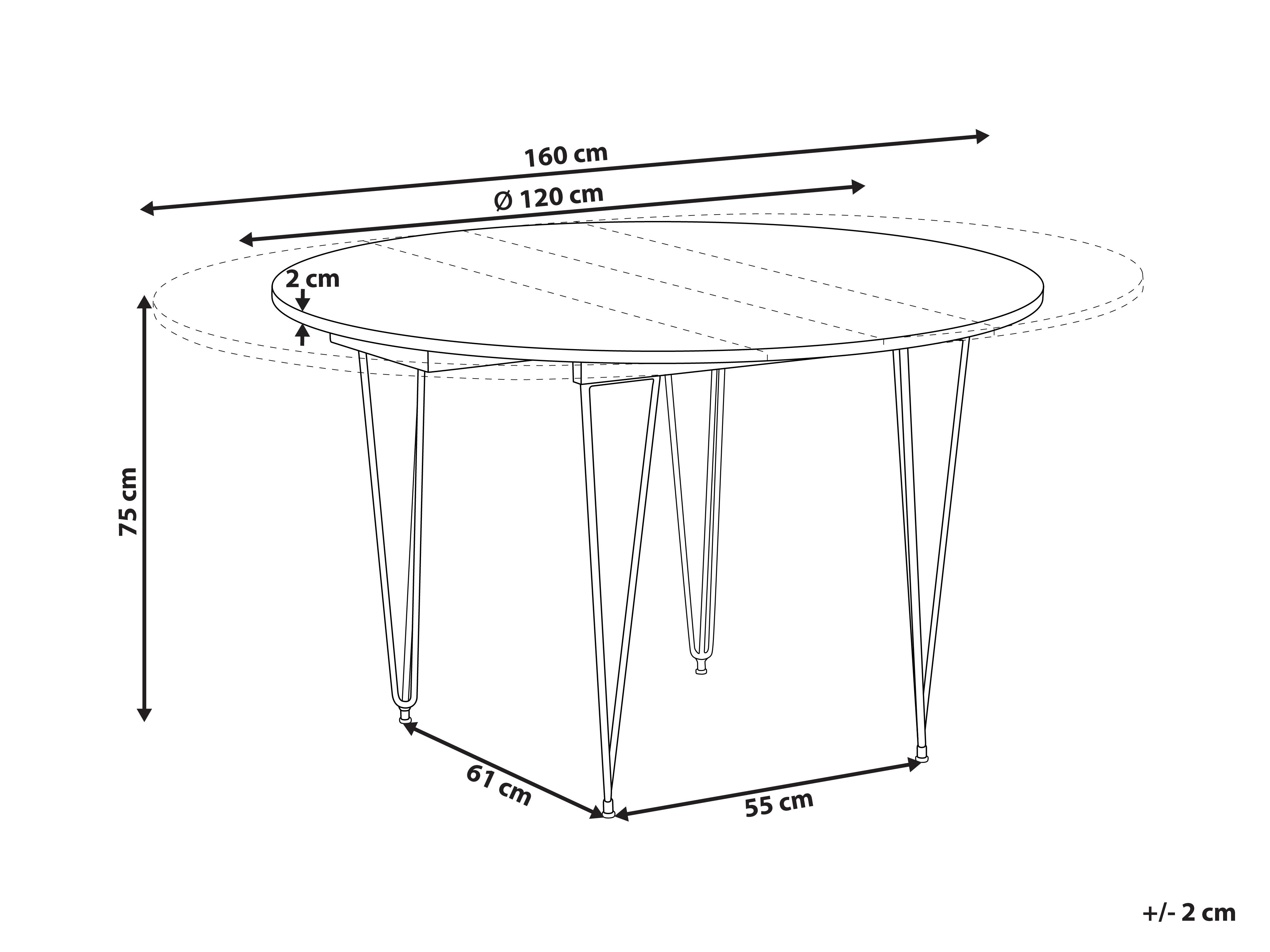 Eettafel uitschuifbaar LOUISE Bruin 120 cm 120/160 cm