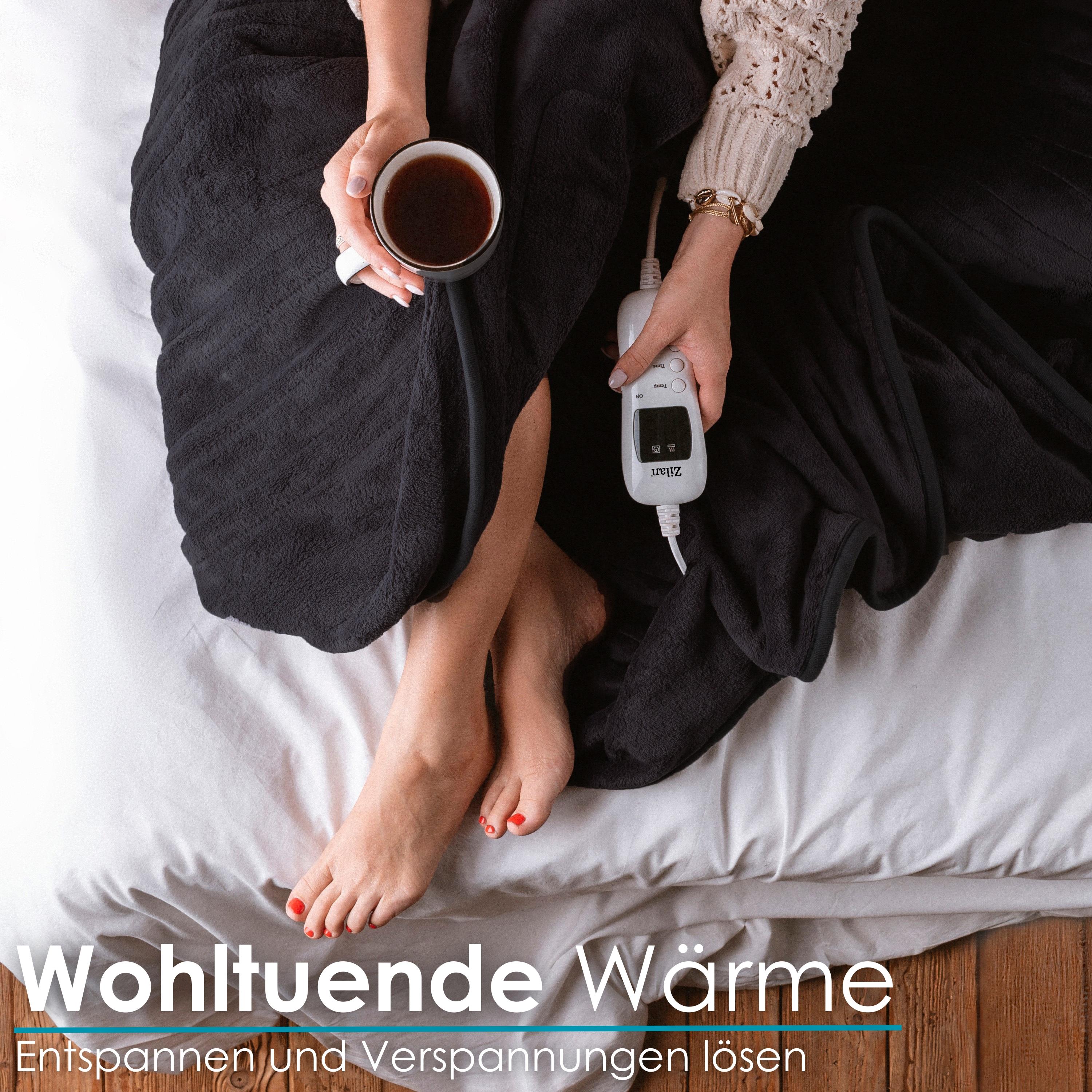 Zilan Elektrische Heizdecke mit Timer Wärmedecke 150x80cm schwarz