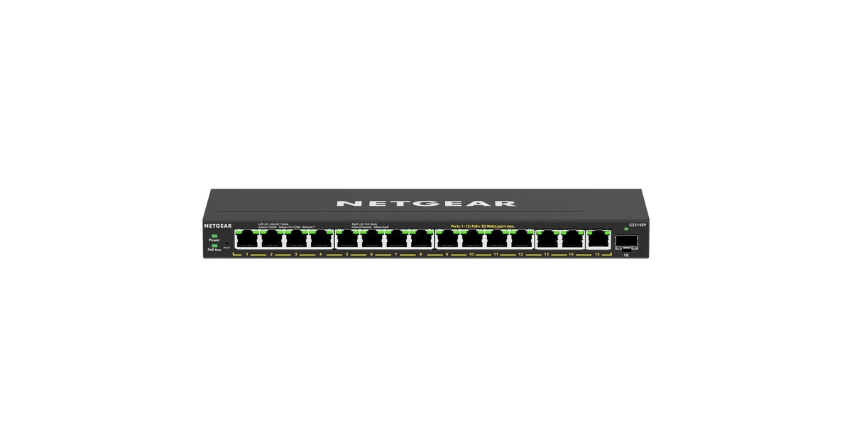 NetgearGS316EP switch  (Zwart)