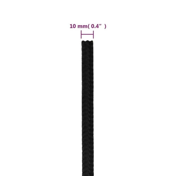 vidaXL Arbeidstau svart 10 mm 250 m polyester