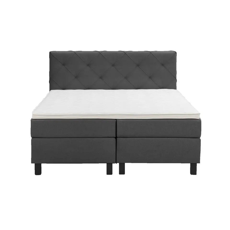 Boxspring Liv geruit - antraciet - 160x200 cm - vierkante poot