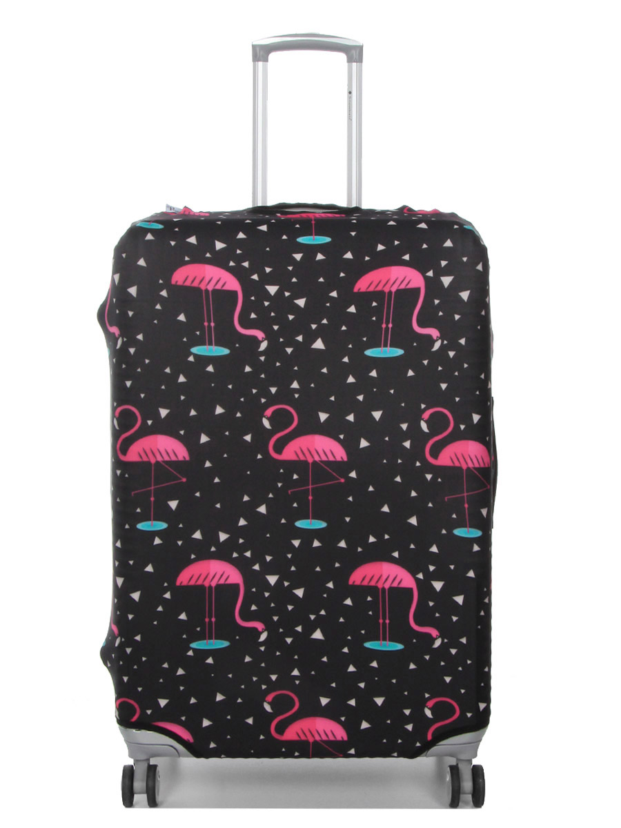 Housse de valise Periea Black with Pink Flamingos L
