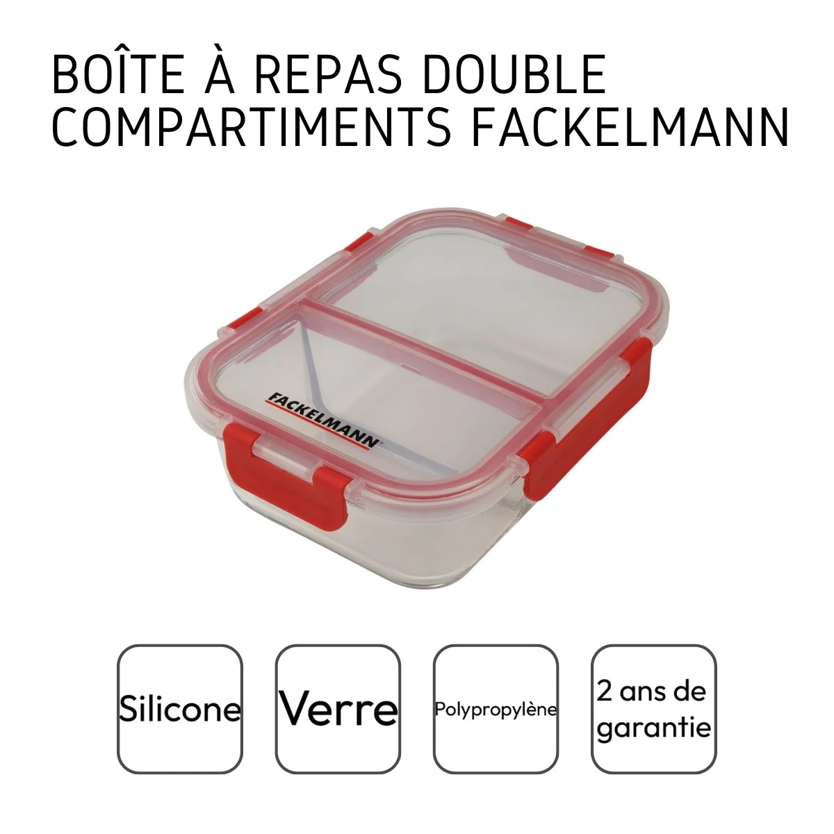 Boîte à repas en verre avec deux compartiments 1000 ml Move Fackelmann