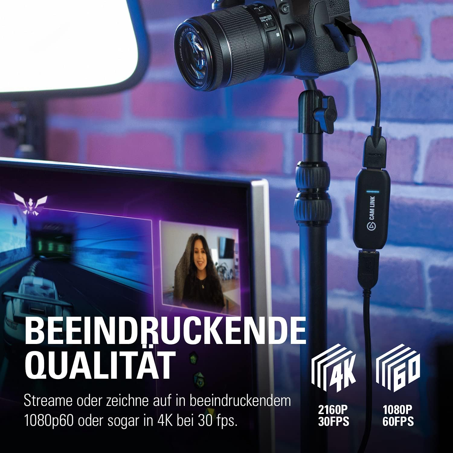 Cam Link 4K Capture Card externer Kameraaufnahme Adapter für Streaming / Videokonferenzen (10GAM9901) - Schwarz
