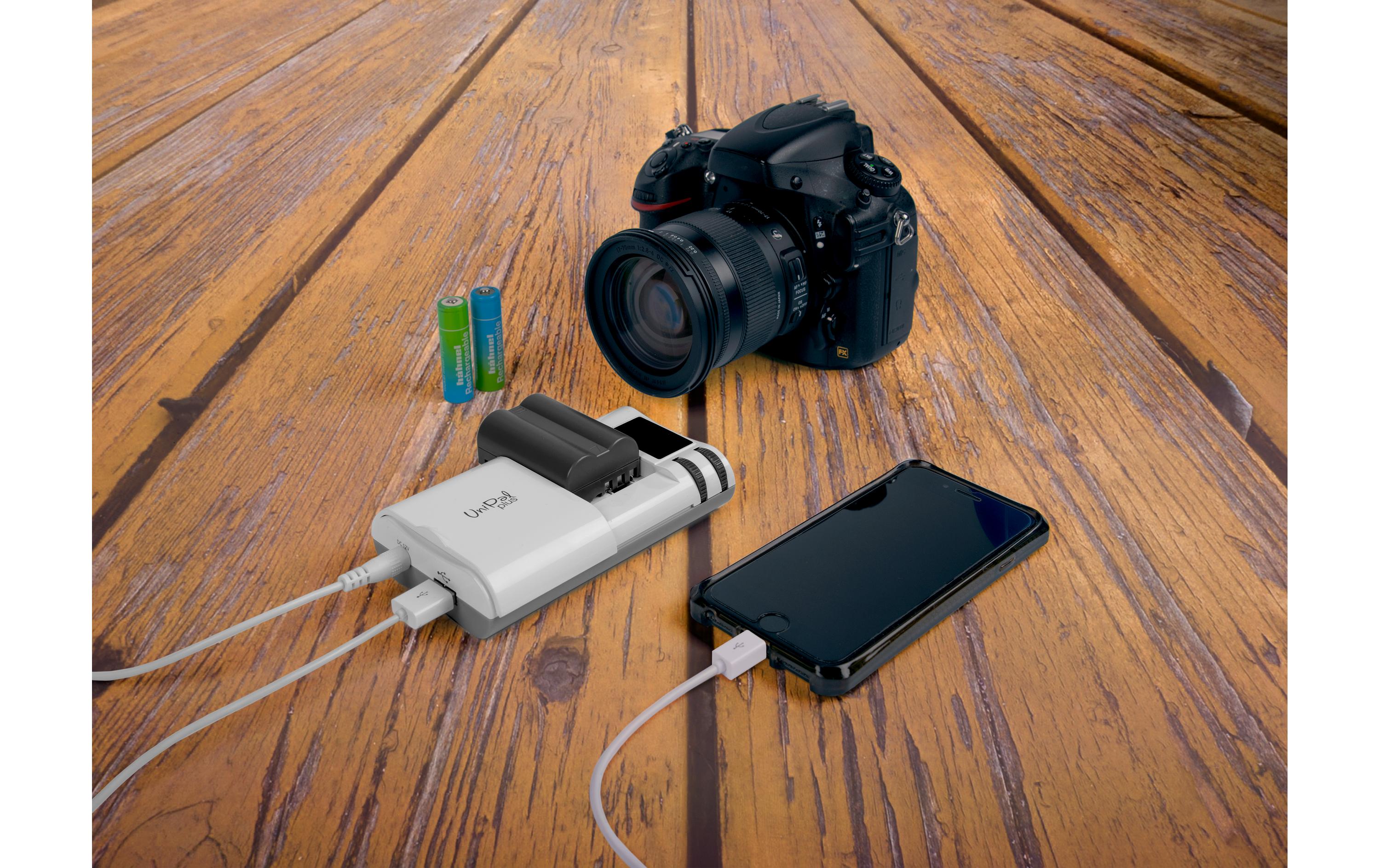 Ladegerät UniPal PlusUniversal Li-Ion Ladegerät mit USB Ausgang