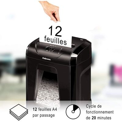 Fellowes Powershred 12C - destructeur de documents coupe croisée -12 feuilles - Corbeille 12 litres