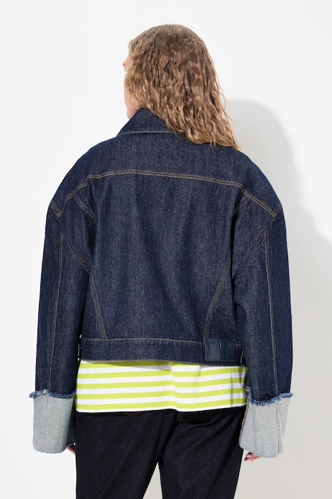 Jeansjacke, Stretchdenim, Ärmelaufschlag, Hemdkragen