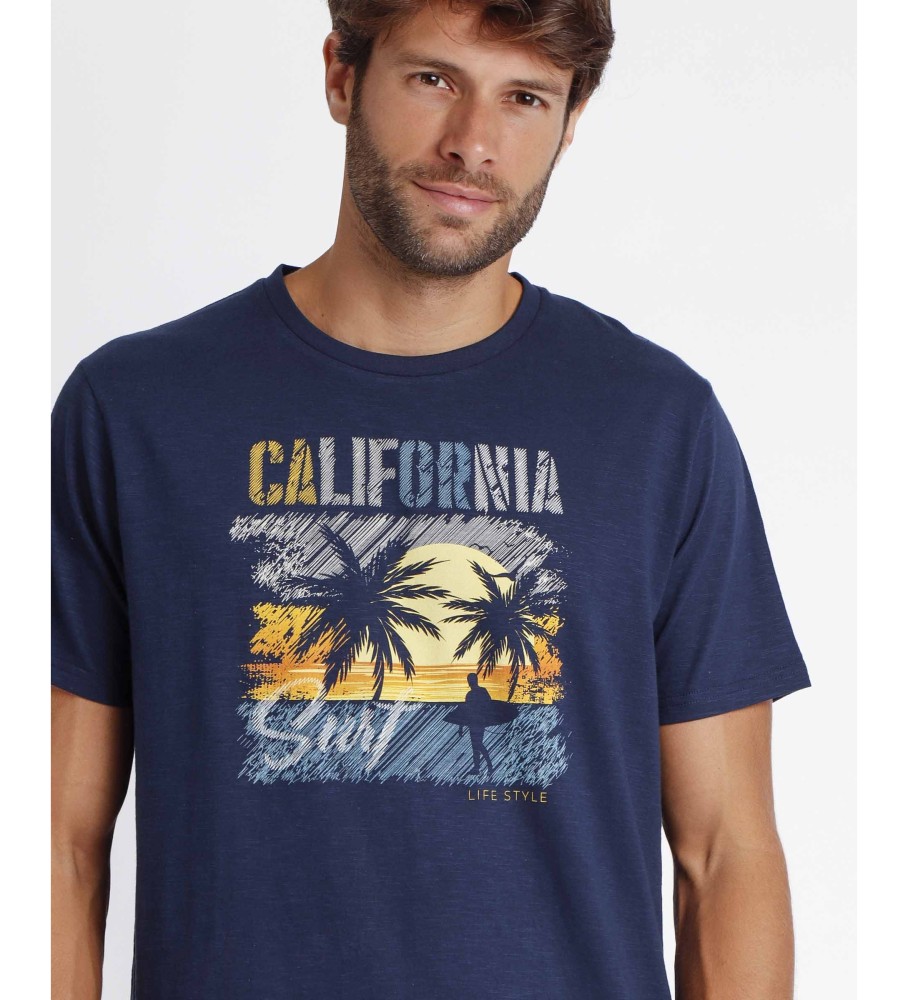 Pijama de manga curta azul marinho da Admas California