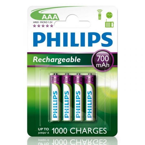 Philips Pack 4 Pilhas Recarregáveis 700mAh 1.2V