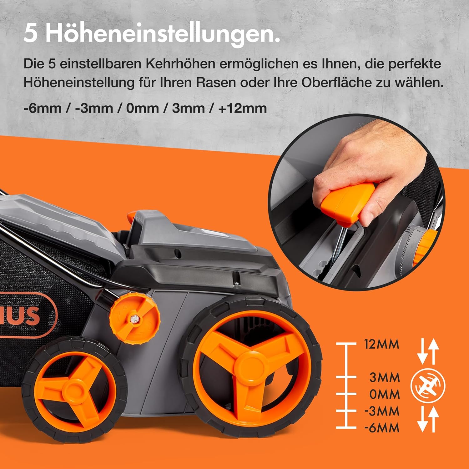 VonHaus 1800 W Laubsammler für Kunstrasen – Elektrische Kehrmaschine – Laubsauger mit 45-L-Beutel, 5 Einstellbare Höhen, 380 mm Arbeitsbreite, Zusammenklappbarer Griff, 3 Jahre Garantie