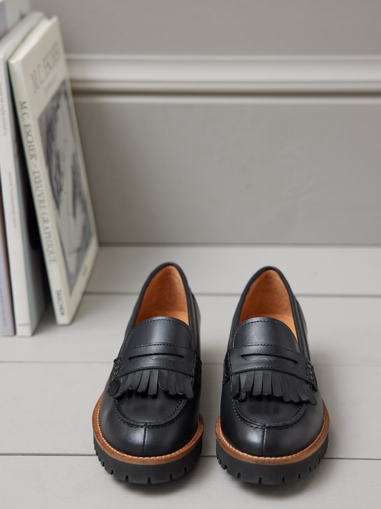 Mocassins cuir frangés femme