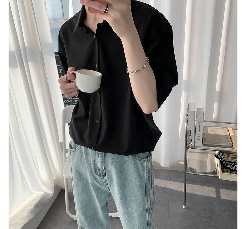 Diphon - Effen overhemd met elleboogmouwen / pantalon / korte broek / set
