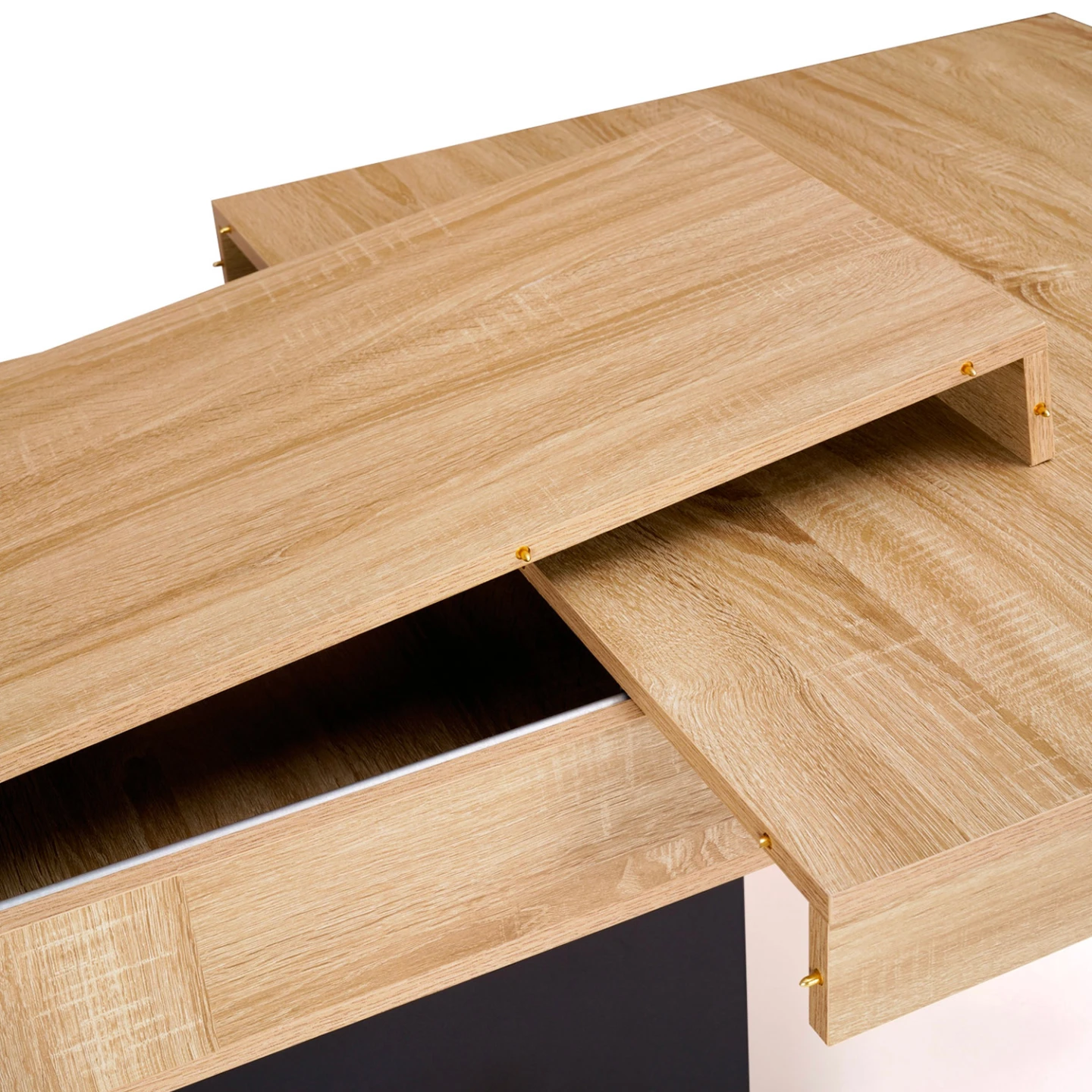 Table à manger extensible rectangle EDEN 8-12 personnes bois et noir 200-250 cm