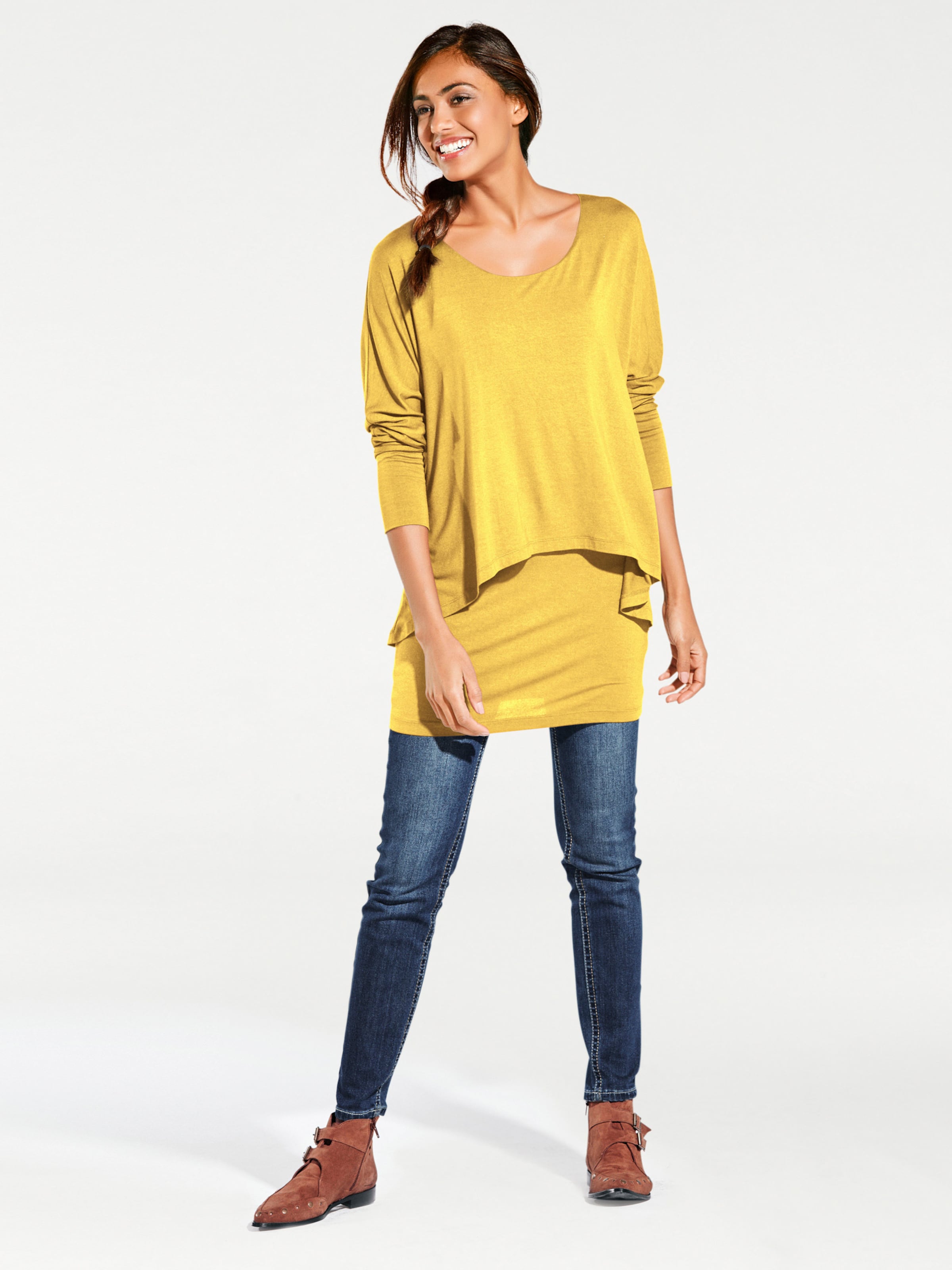 heine Rundhals-Shirt in gelb