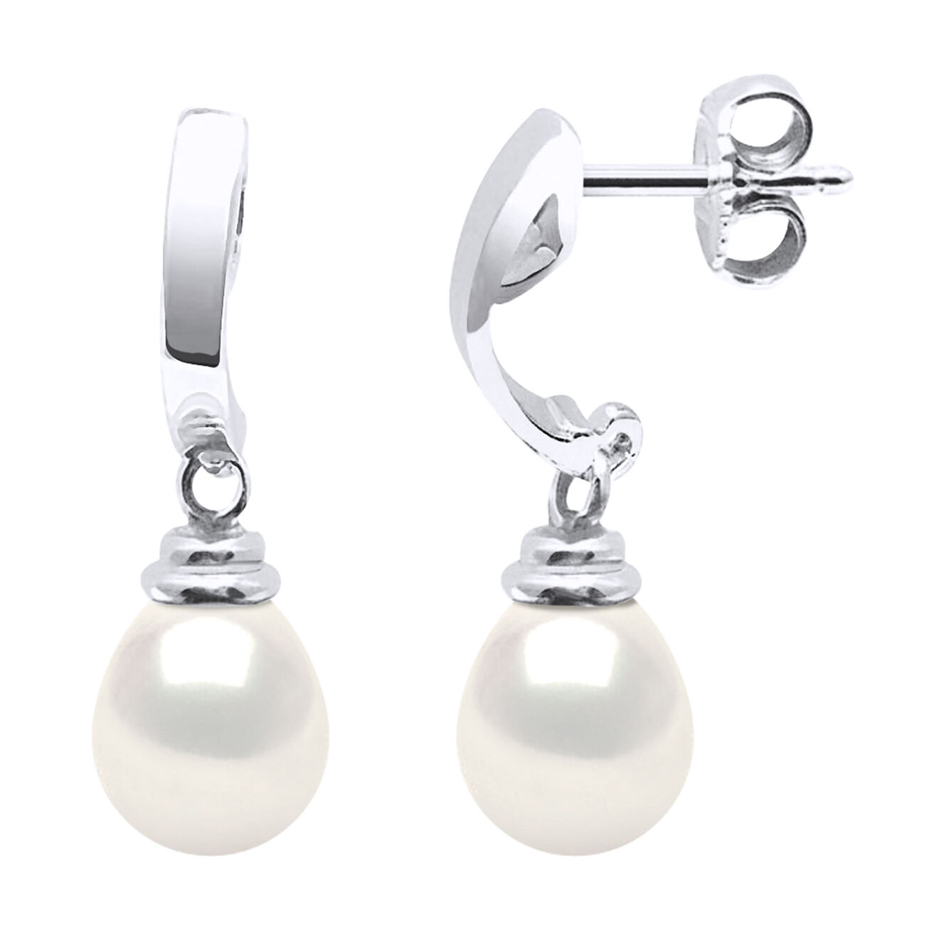 Pearl Addict Boucles d'oreilles Nao Argent & Perles d'Eau Douce blanc naturel