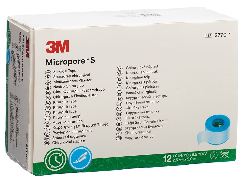 MICROPORE Silikonrollenpflaster 2.5cmx5m (n) 12 Stk