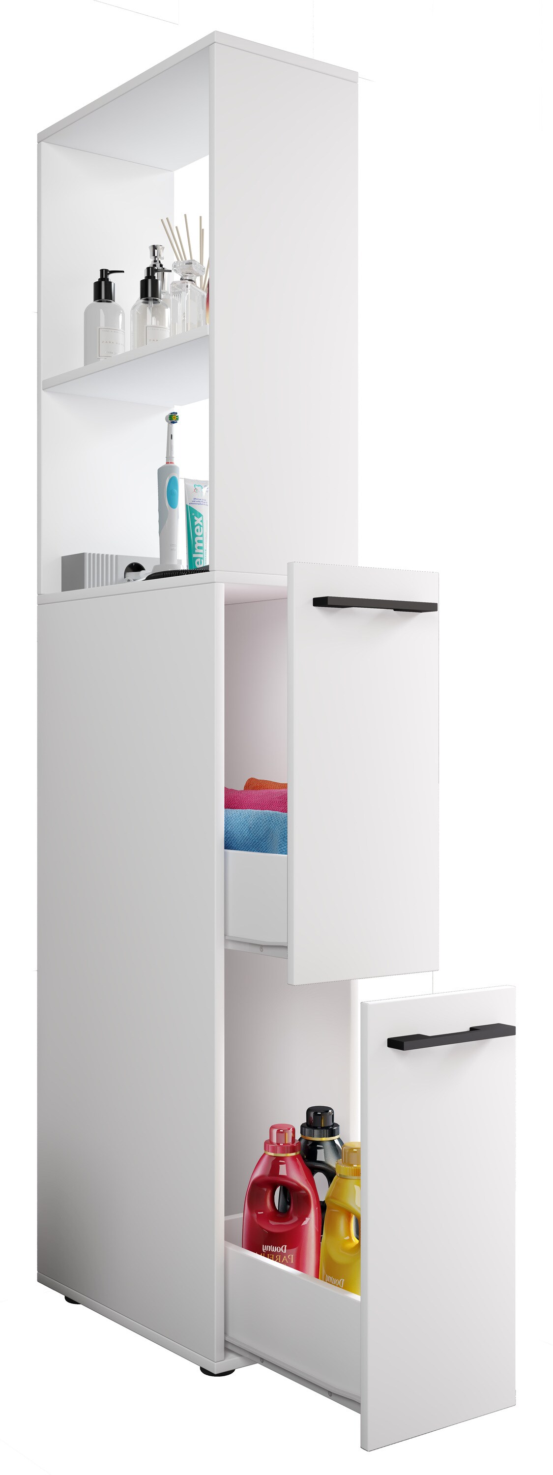 VCM Badmöbel Nischenschrank Raumteiler Badschrank Hochschrank Schublade Sadilo XL