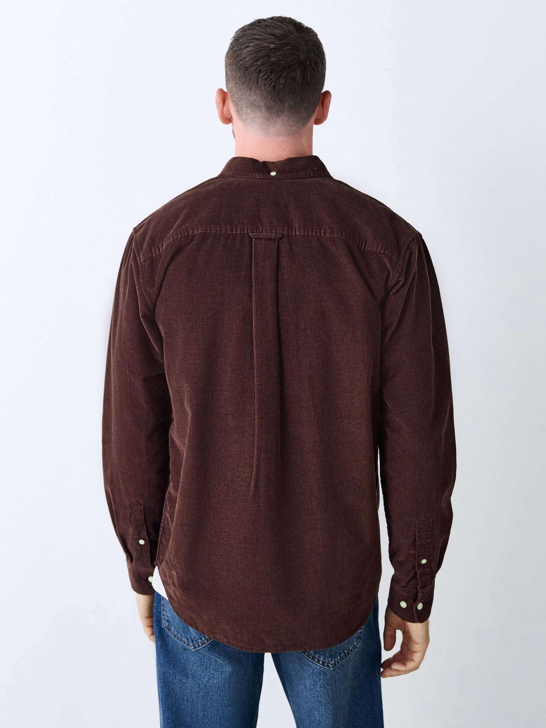 Bordeauxrood - Corduroy overhemd met lange mouwen