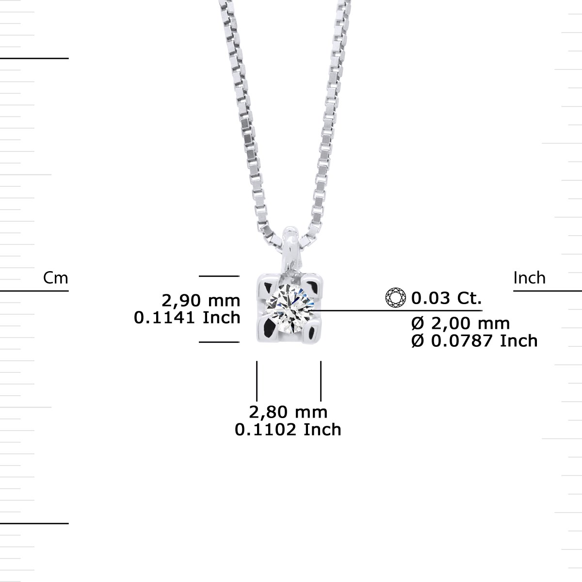 Collier Solitaire Diamant 0,030 Cts Or Blanc