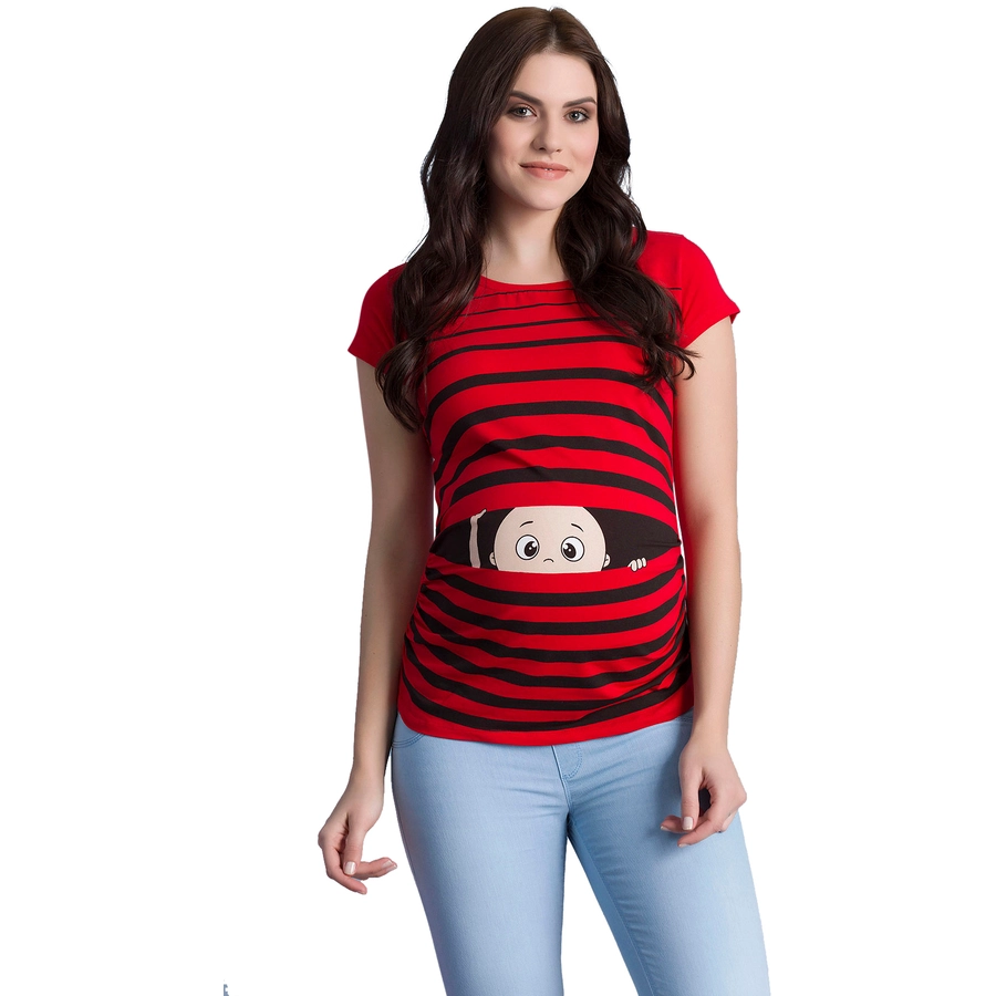 M.M.C. Umstandsshirt Guck Guck mit Motiv Rot
