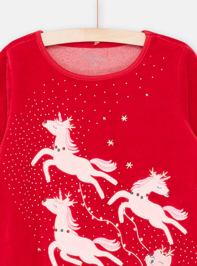 Chemise de nuit de Noël rouge et pantalon vert pour fille